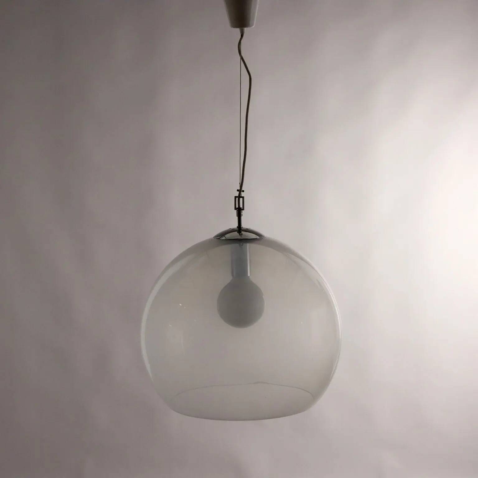 Vintage ceiling light in glass and metal, Italy, 1970s