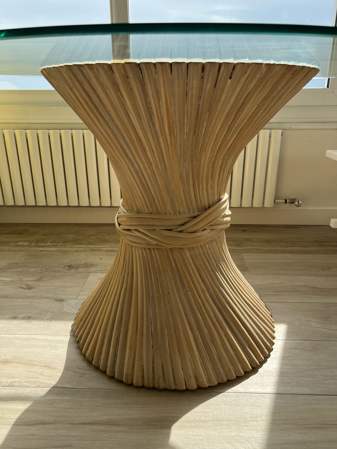 Bamboo and glass table