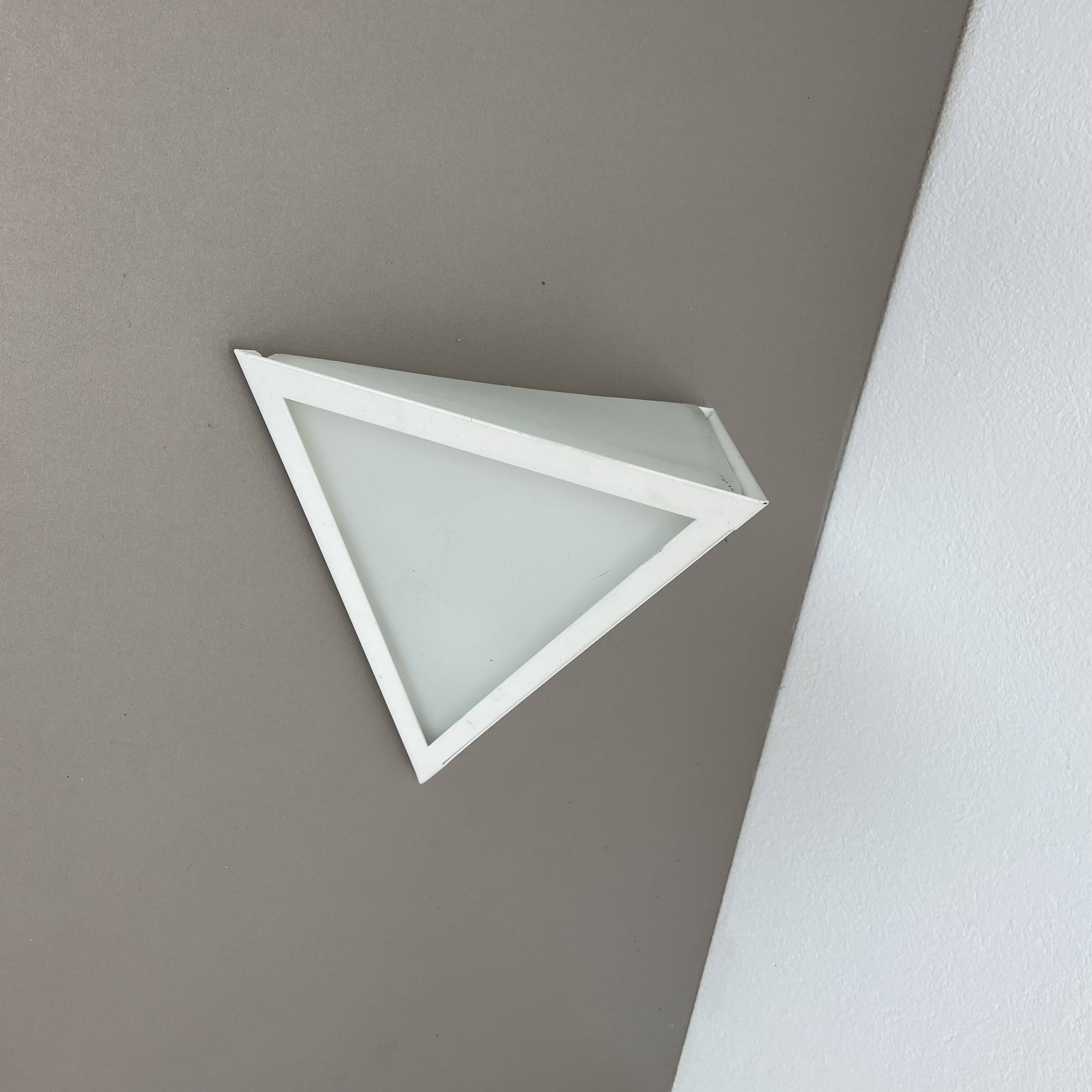 Original cubic satin white glass wall light by glashütte limburg, germany 1980s