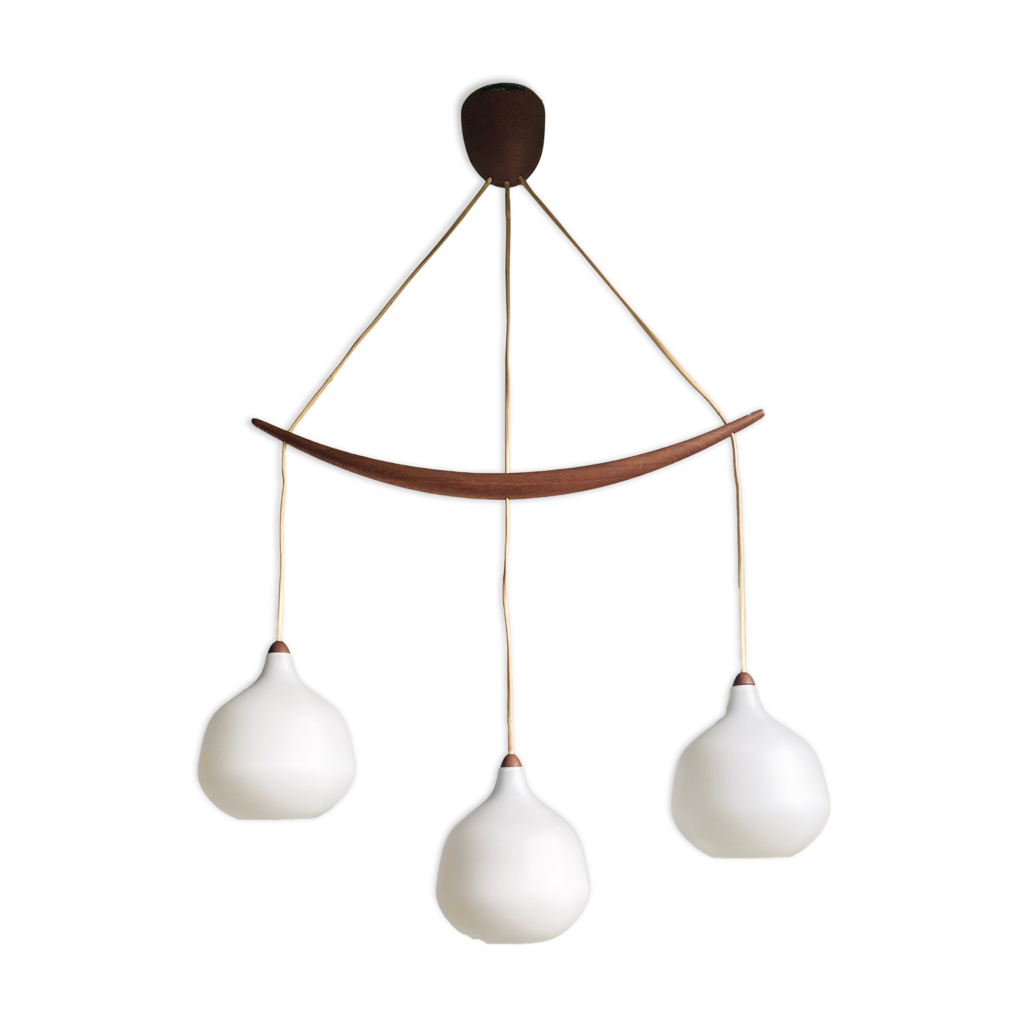 Opaline lamp and teak by Uno and Östen Kristiansson for Luxus