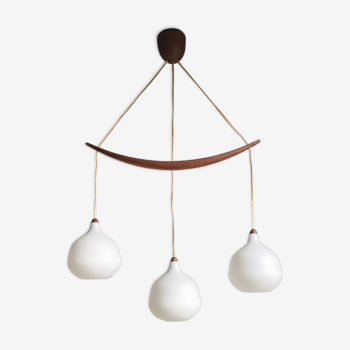 Opaline lamp and teak by Uno and Östen Kristiansson for Luxus