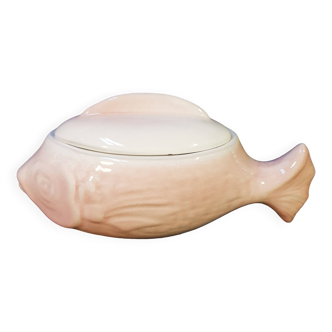 Pink earthenware gravy boat