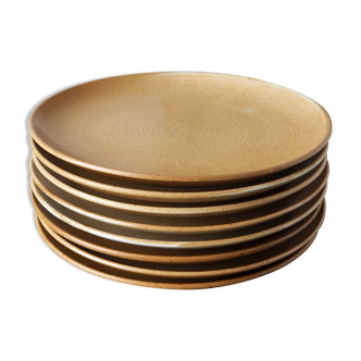 Set de 8 assiettes plates en grès CNP Grès Village