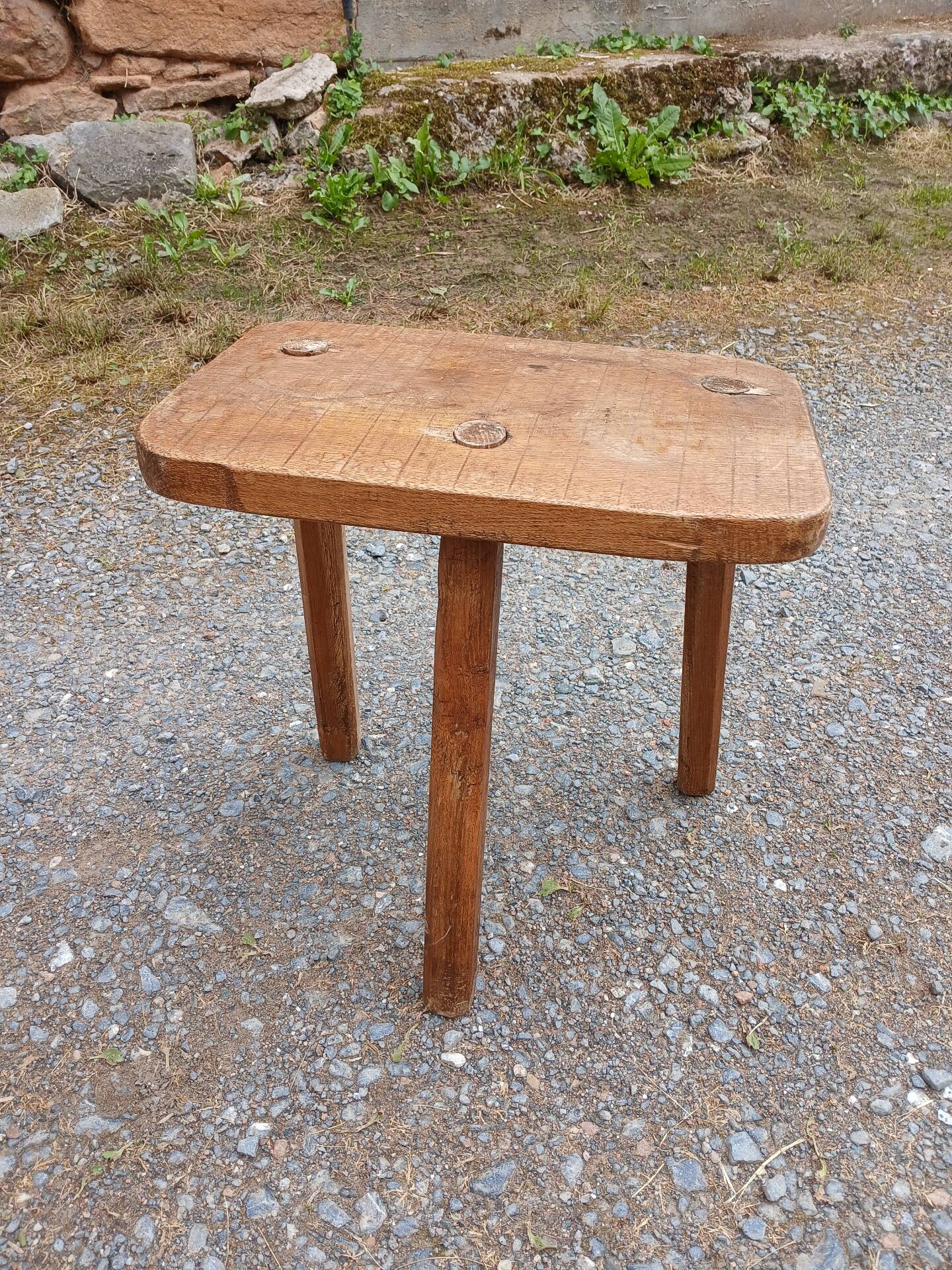 Antique wooden tripod stool