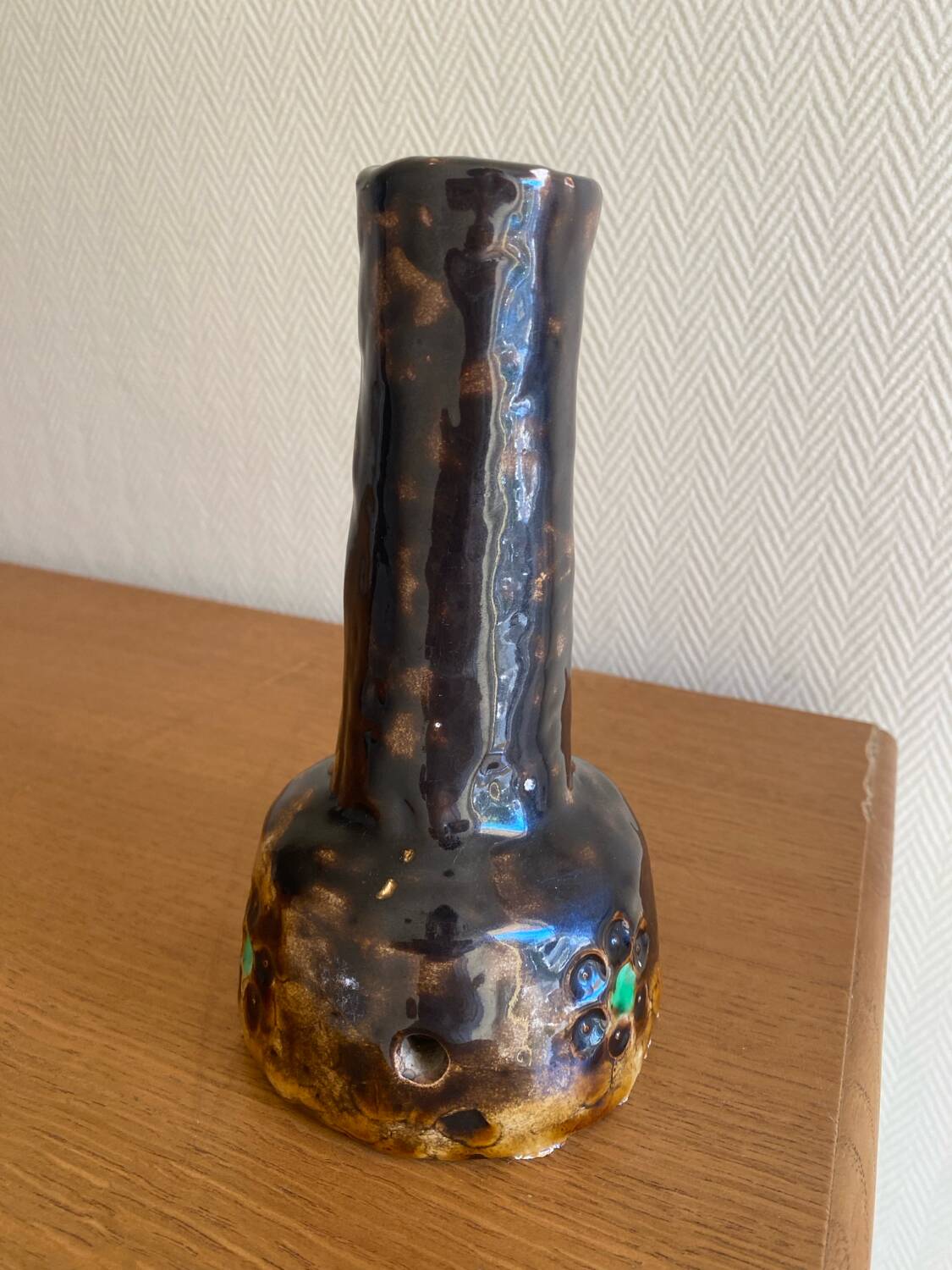 Vintage enameled ceramic lamp base