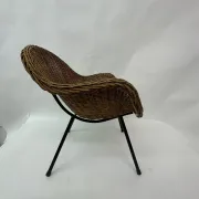 Chaise en osier de style mi-siècle, années 1950