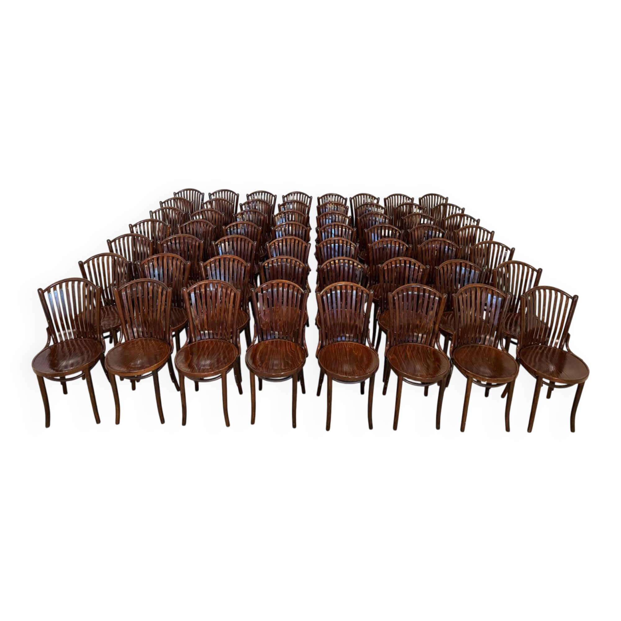 Set of 40 bentwood bistro chairs – Thonet style – Acajou finish