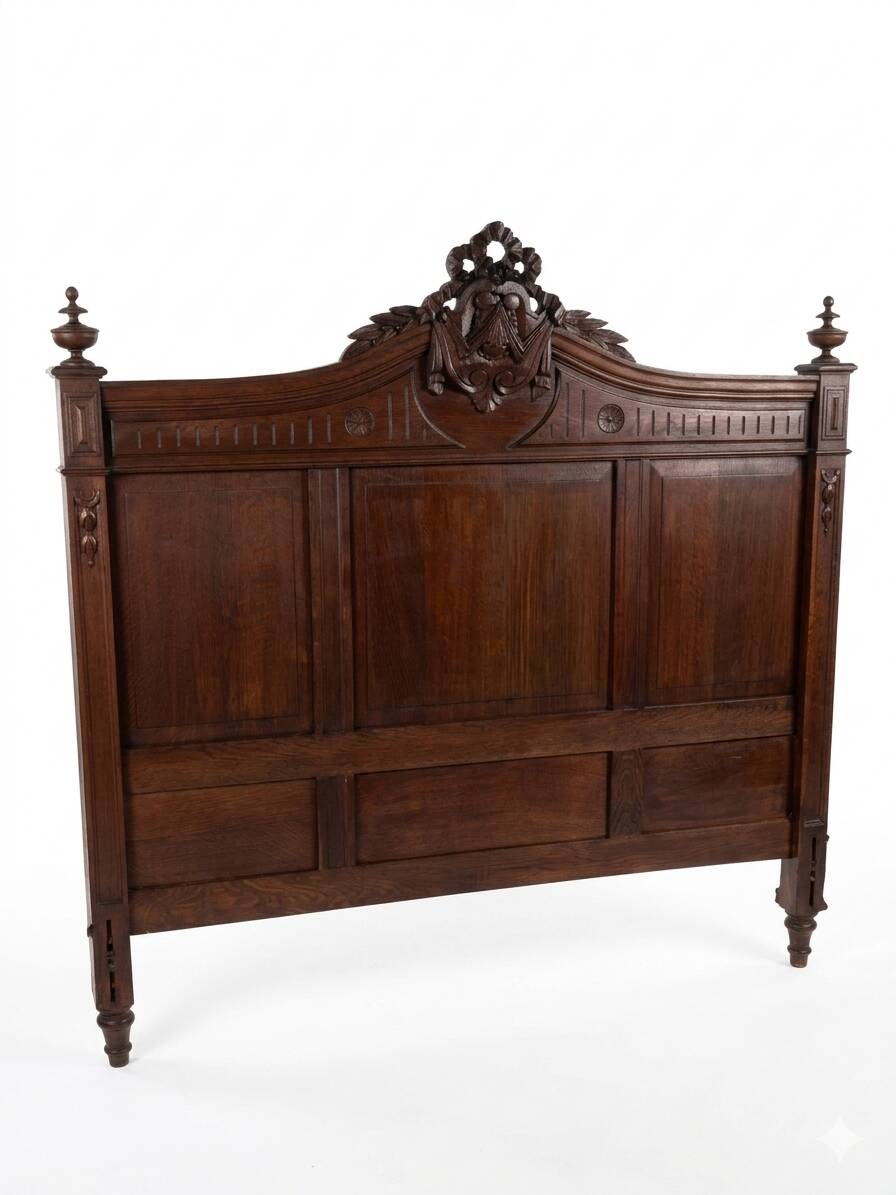 Antique solid oak headboard