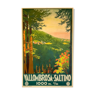 Affiche original chemin de Fer Vallombrosa-Saltino 1000m 1930 - Petit Format - On linen