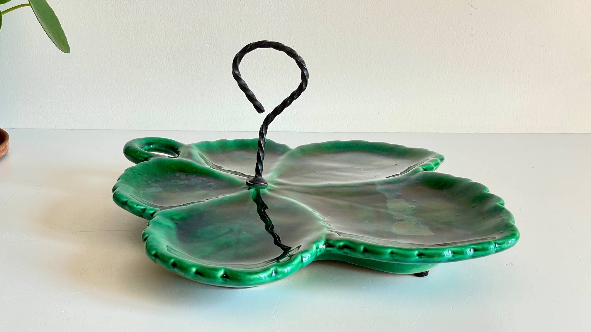 Vintage glazed ceramic slip dish
