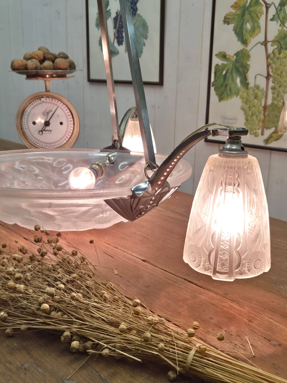 Degué Art Deco Chandelier