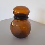 Atypical amber brown glass bottle