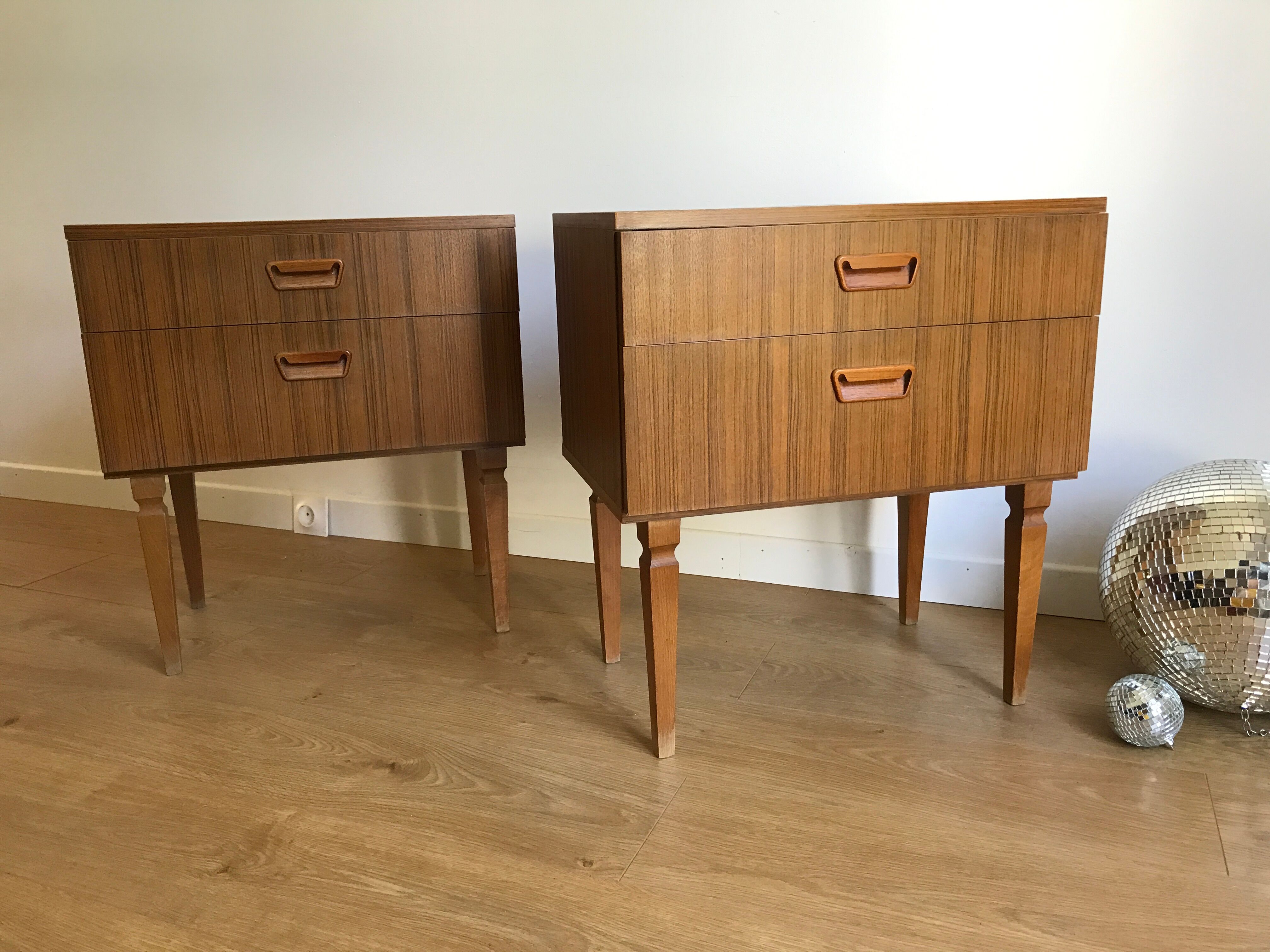 Pair of vintage bedside tables scandinavian style