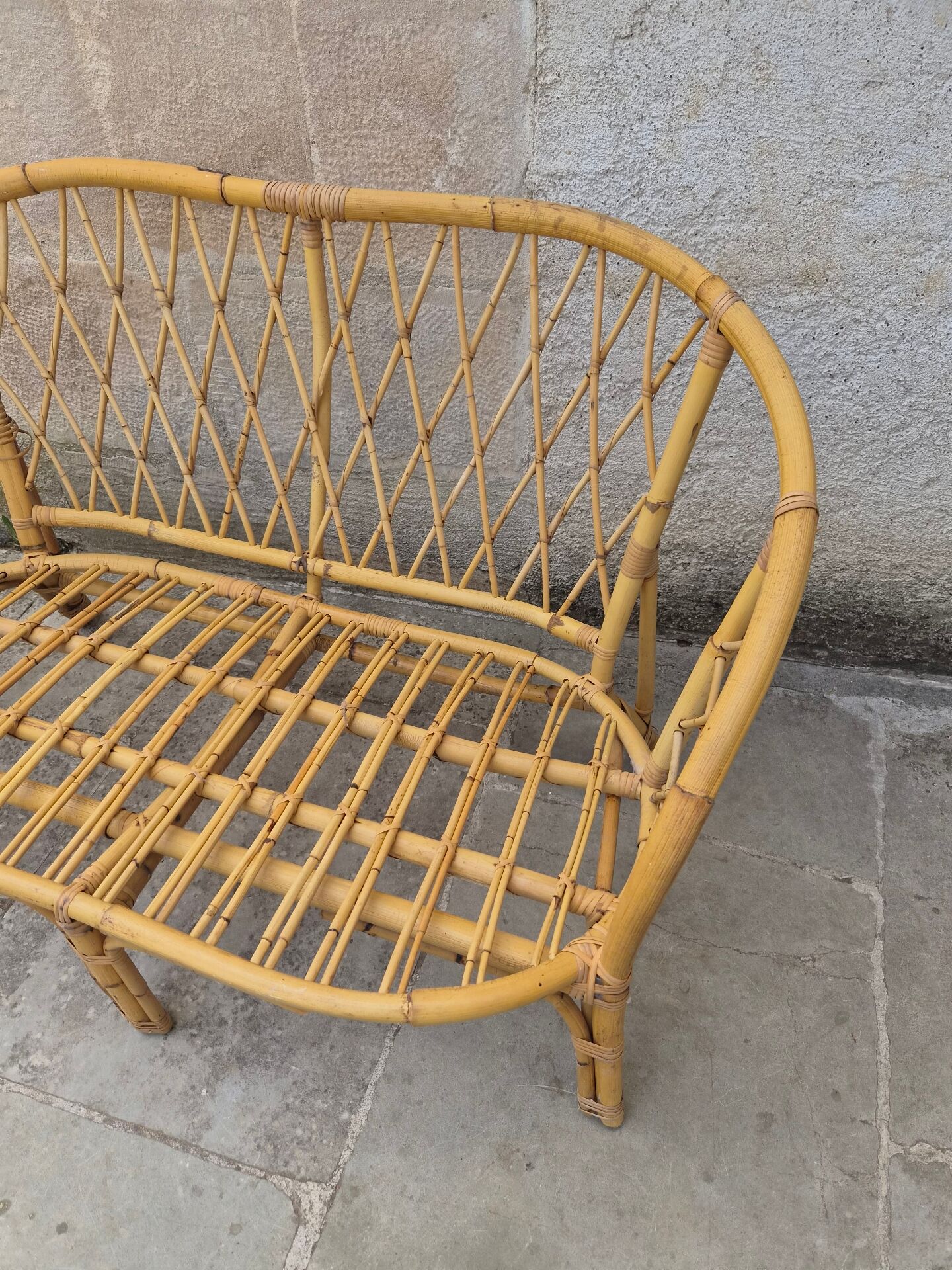 Salon de jardin Vintage en bambou et rotin - Années 60/70