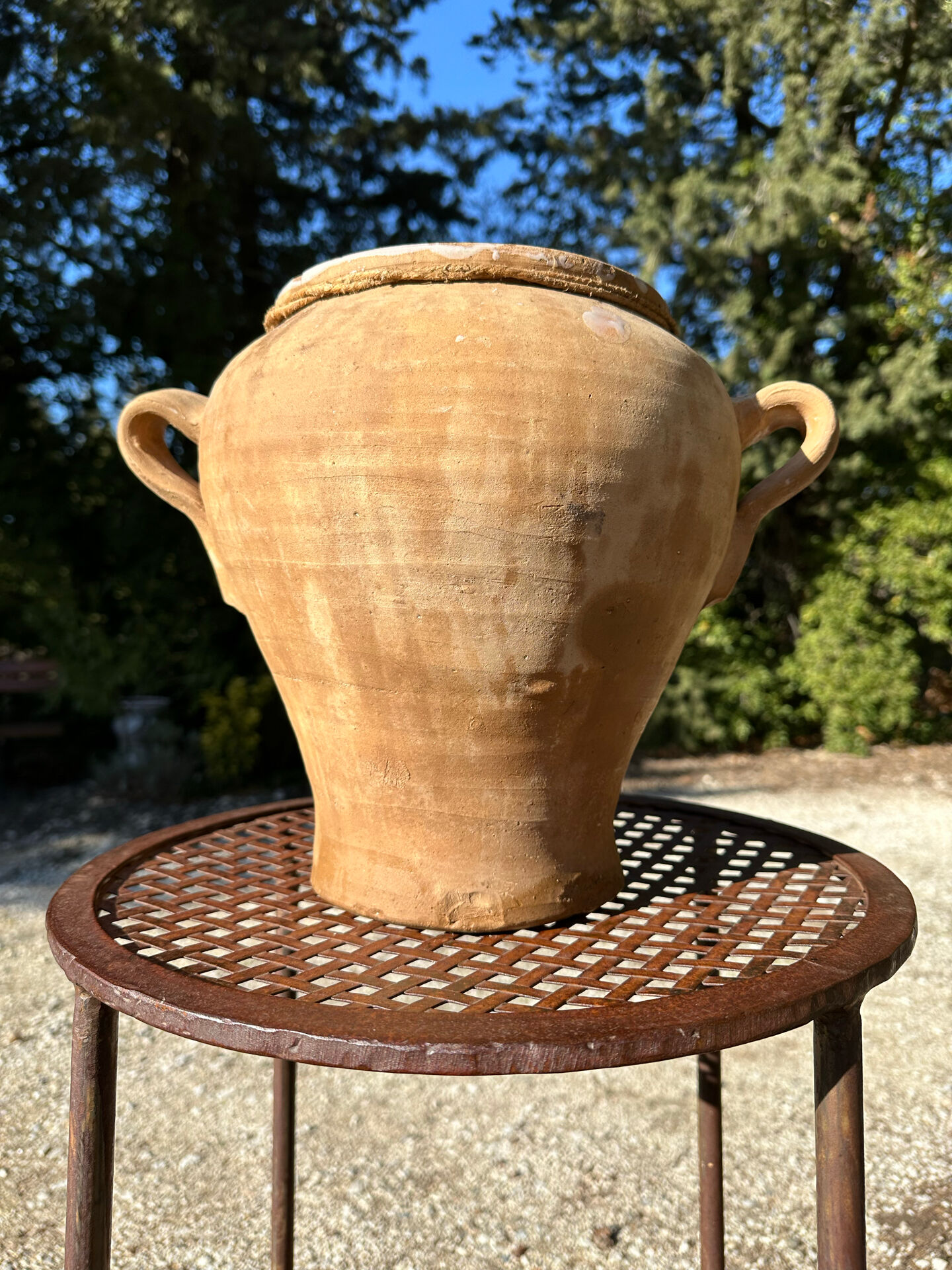 Ancient terracotta pottery jar from the 19th century.