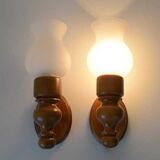 Large vintage wooden bathroom set / mirror with shelf / towel rack