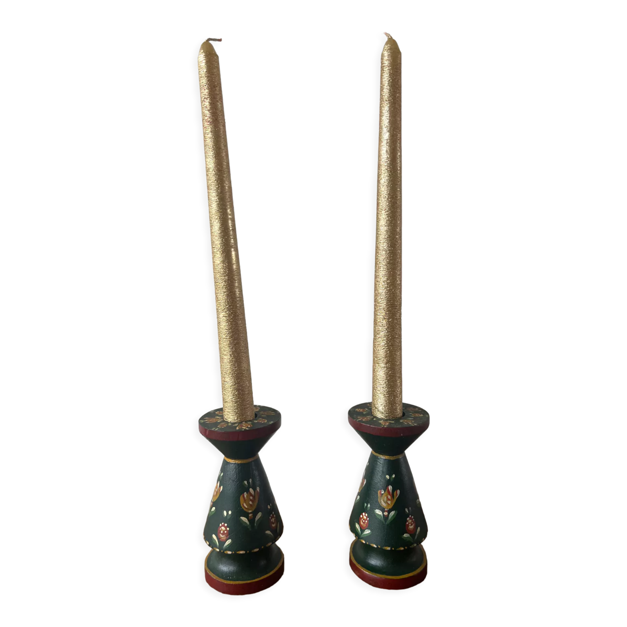 Hand-painted wooden candlesticks