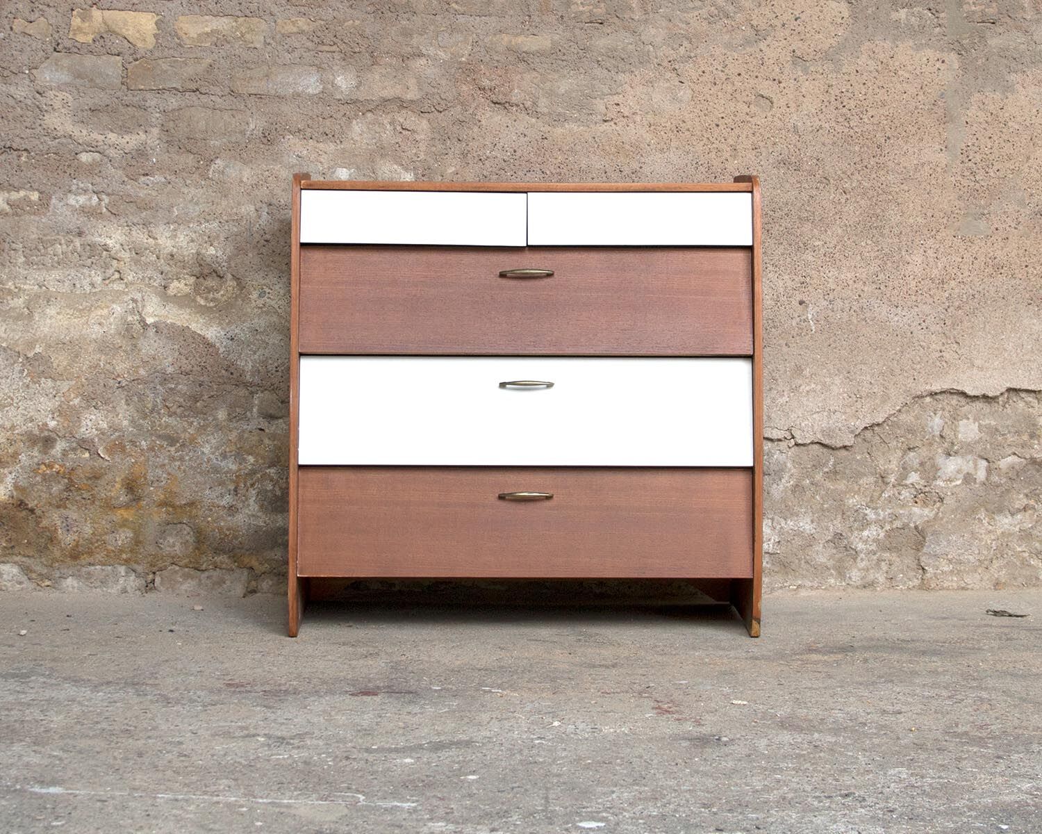 Furniture shoes, teak revamps white blue