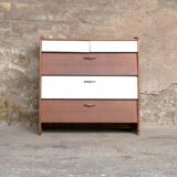 Furniture shoes, teak revamps white blue