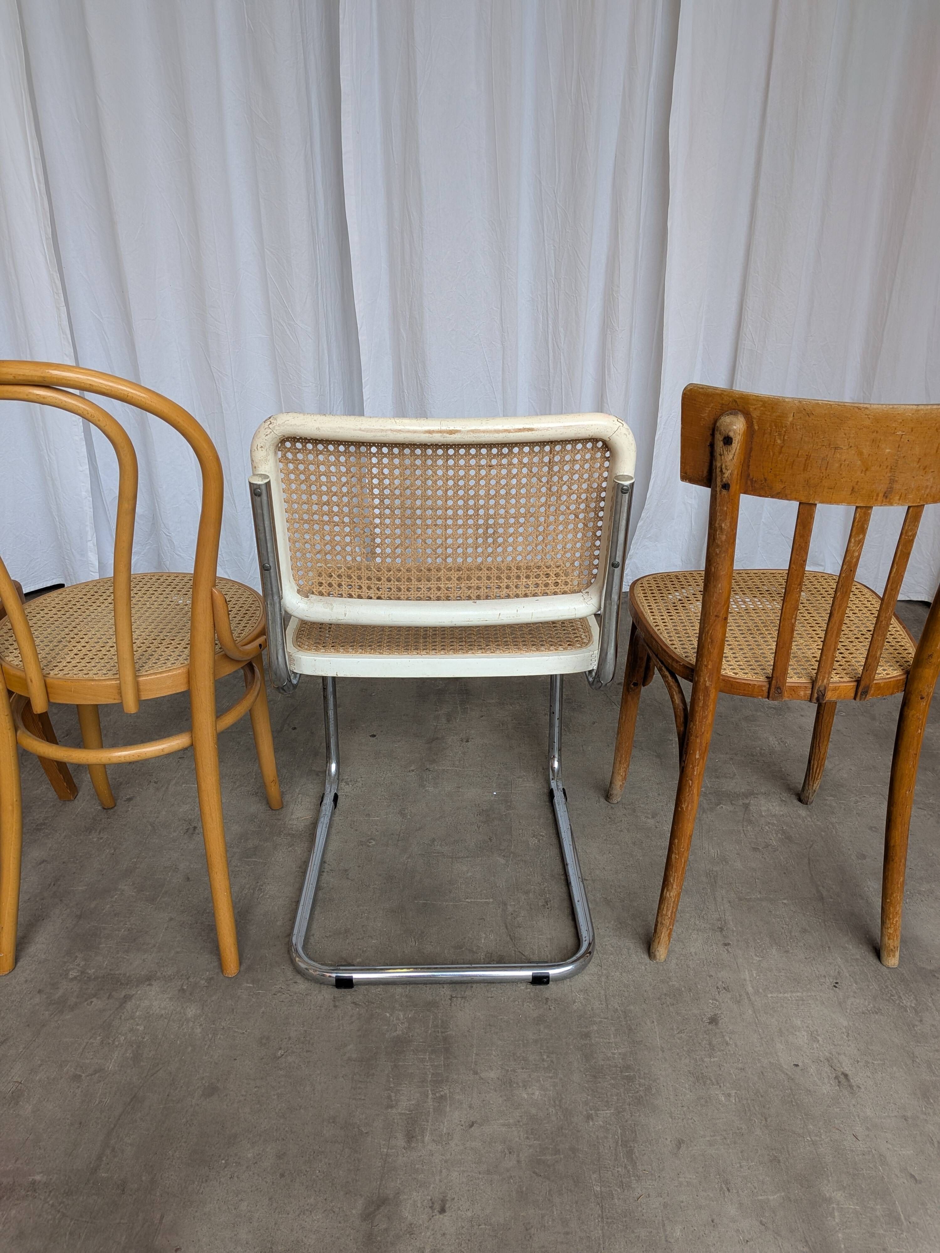 Set of 4 Mix & Match Dining Chairs with Cane Seat / Mid-Century Dining Furn
