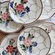 6 vintage flat plates faience Saint-Amand model Maurice – Flora decor