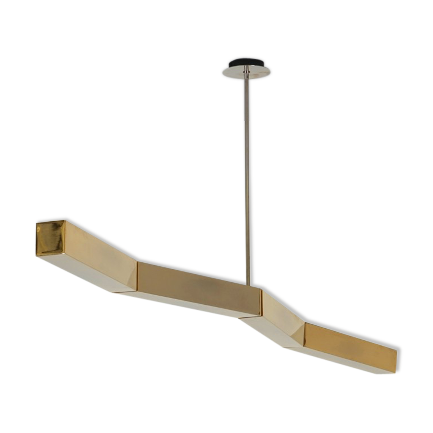 Postmodern hanging lamp in golden metal circa 1980