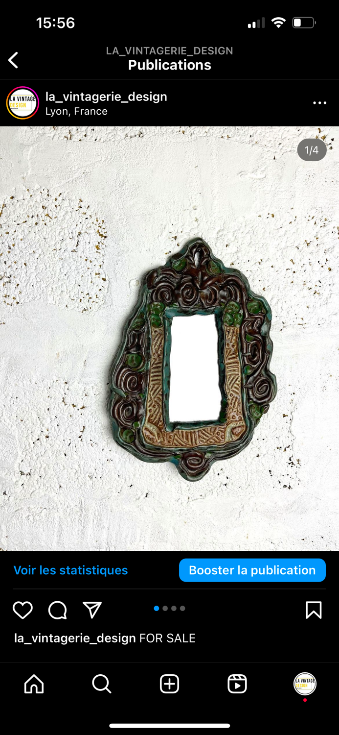 Anonymous ceramic mirror, 20x12 cm