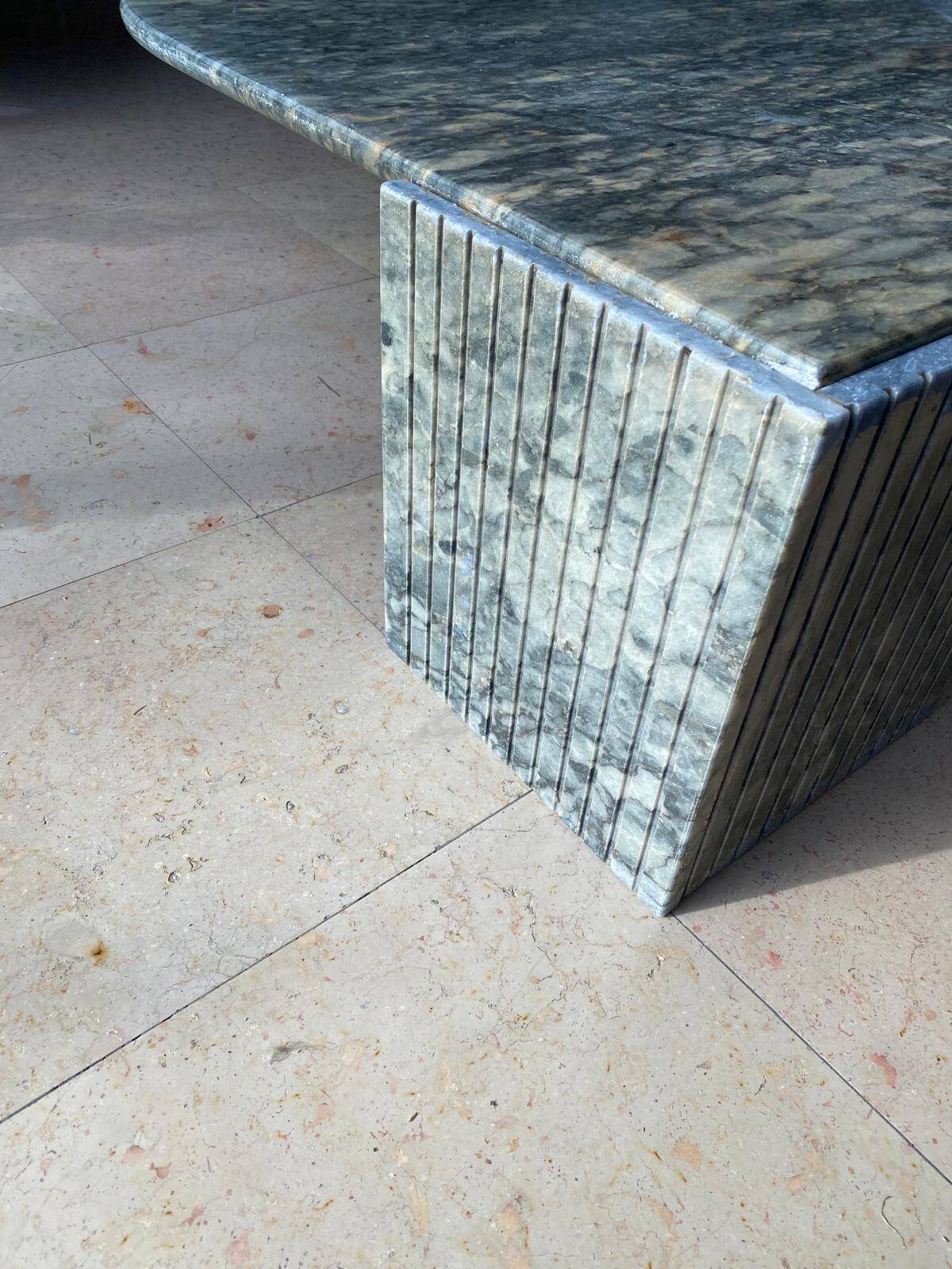 Roche Bobois marble coffee table, leaf, 70s