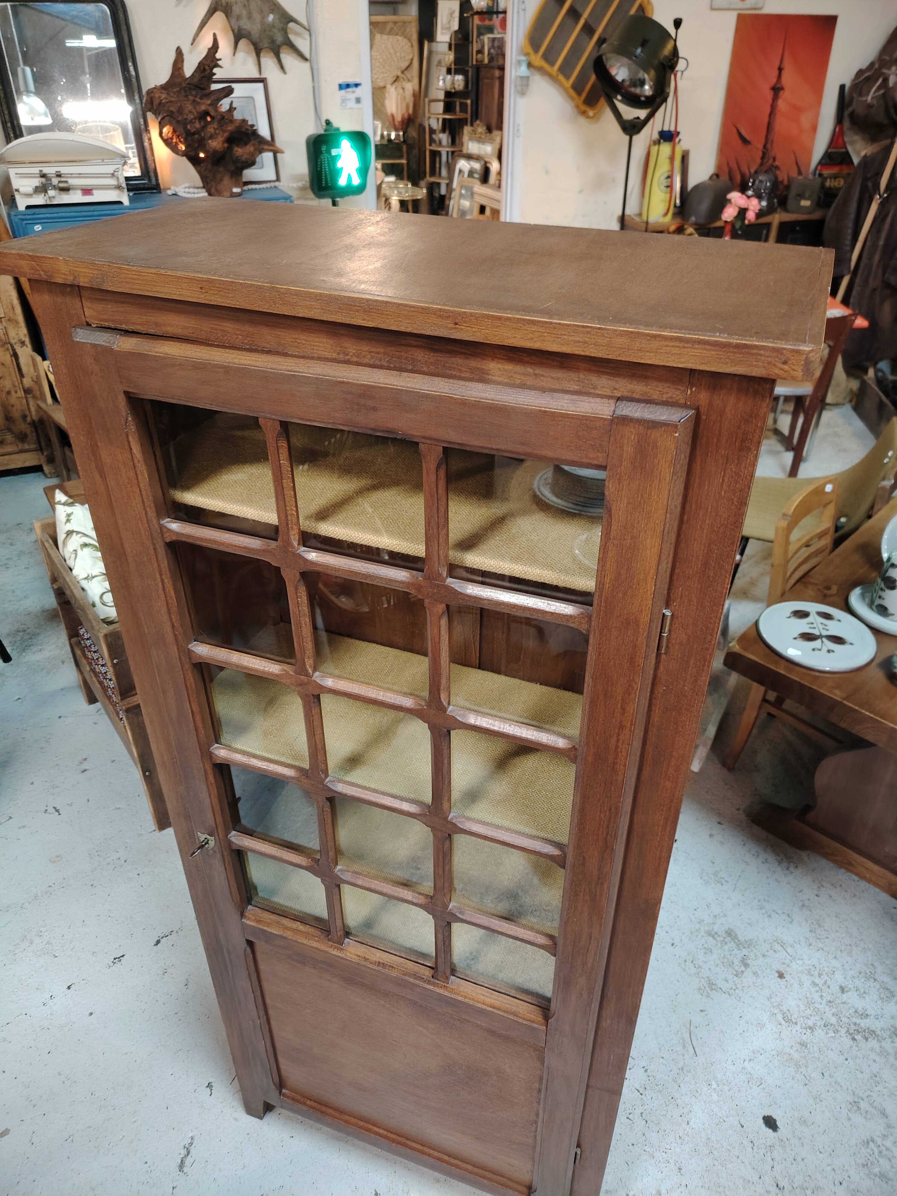 Tall Solid Wood Display Cabinet with Crossbars – Chic Country Style