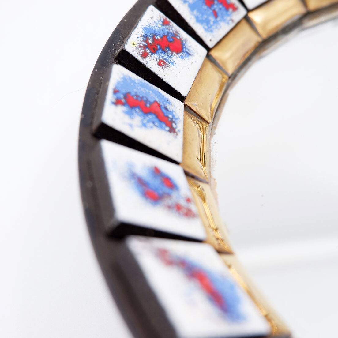 Round ceramic wall mirror, Belgium, 1970