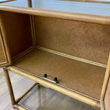 Bamboo shelf and smoked glass