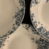 3 marie Louise blue hollow plates made of Saint Amand earthenware
