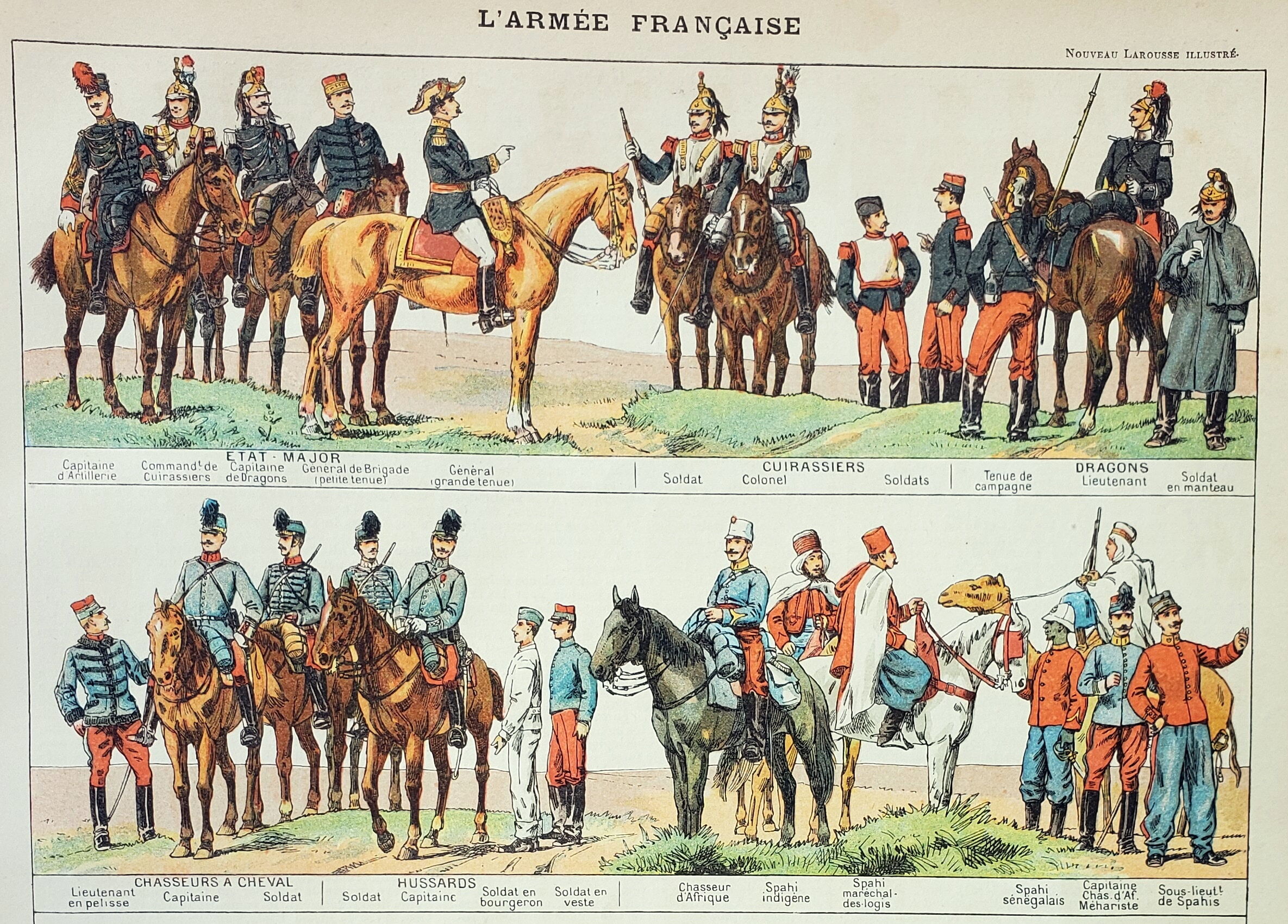 Engraving • Uniforms of the French armies 2 • Original and vintage poster from 1898