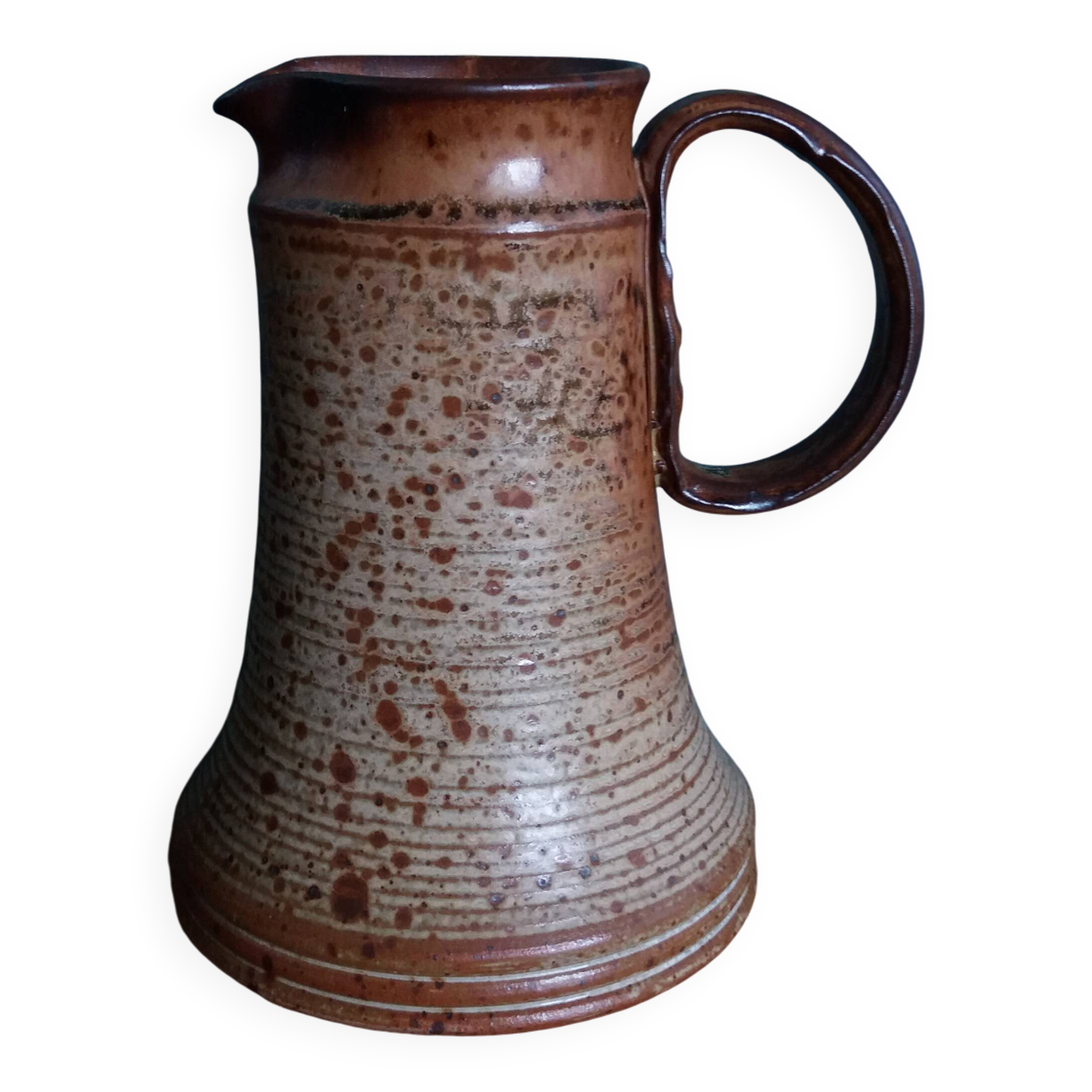Stoneware pitcher from Puisaye signed by Jean-Pierre Prud’homme.