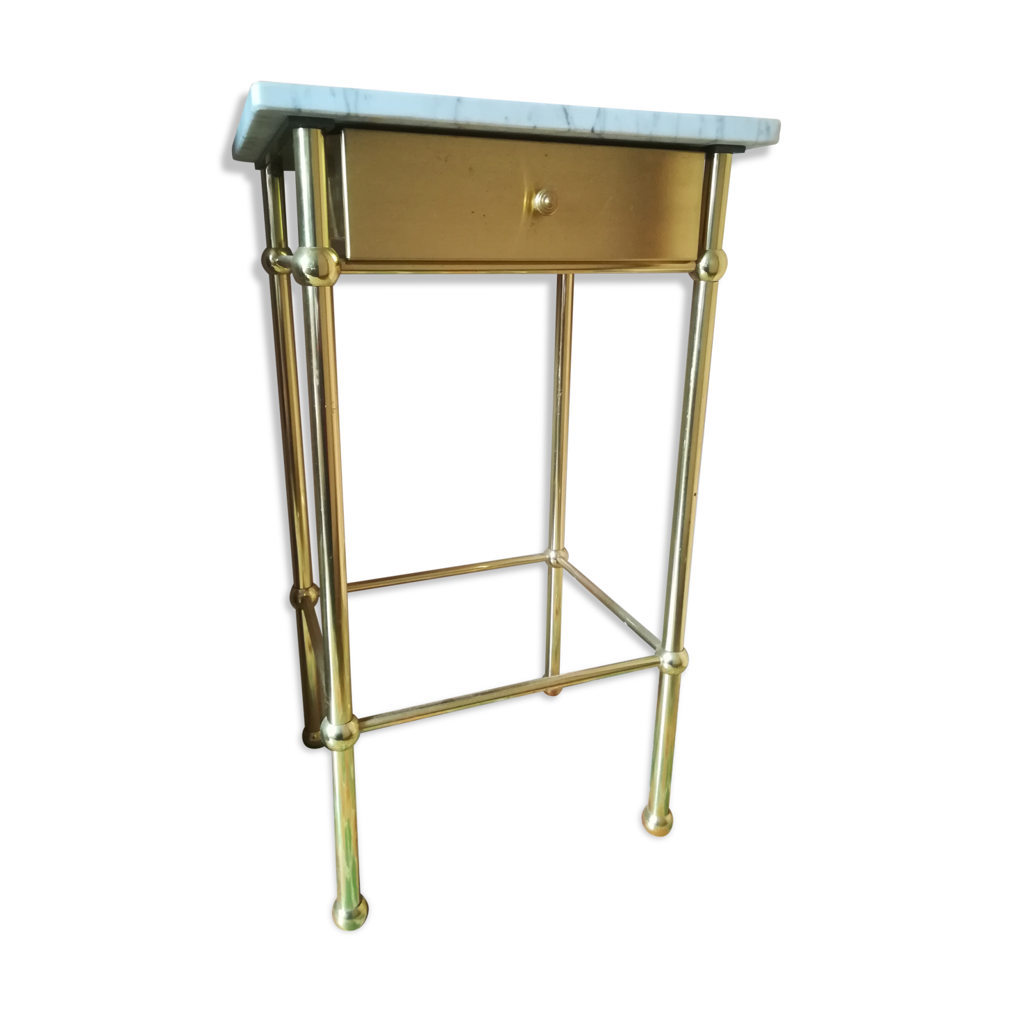 Table d'appoint en laiton et marbre
