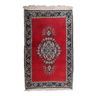 Tapis vintage fait main Tabriz 80 x 126 cm laine rouge vif - 1C1048