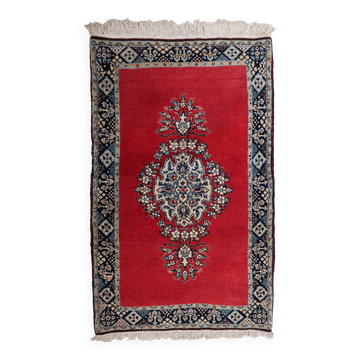Tapis vintage fait main Tabriz 80 x 126 cm laine rouge vif - 1C1048