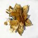 Vintage gold leaf metal flower wall light Florentine wall sconce