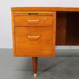 Mid-century Danish teak writing desk with brass details, 1960s
