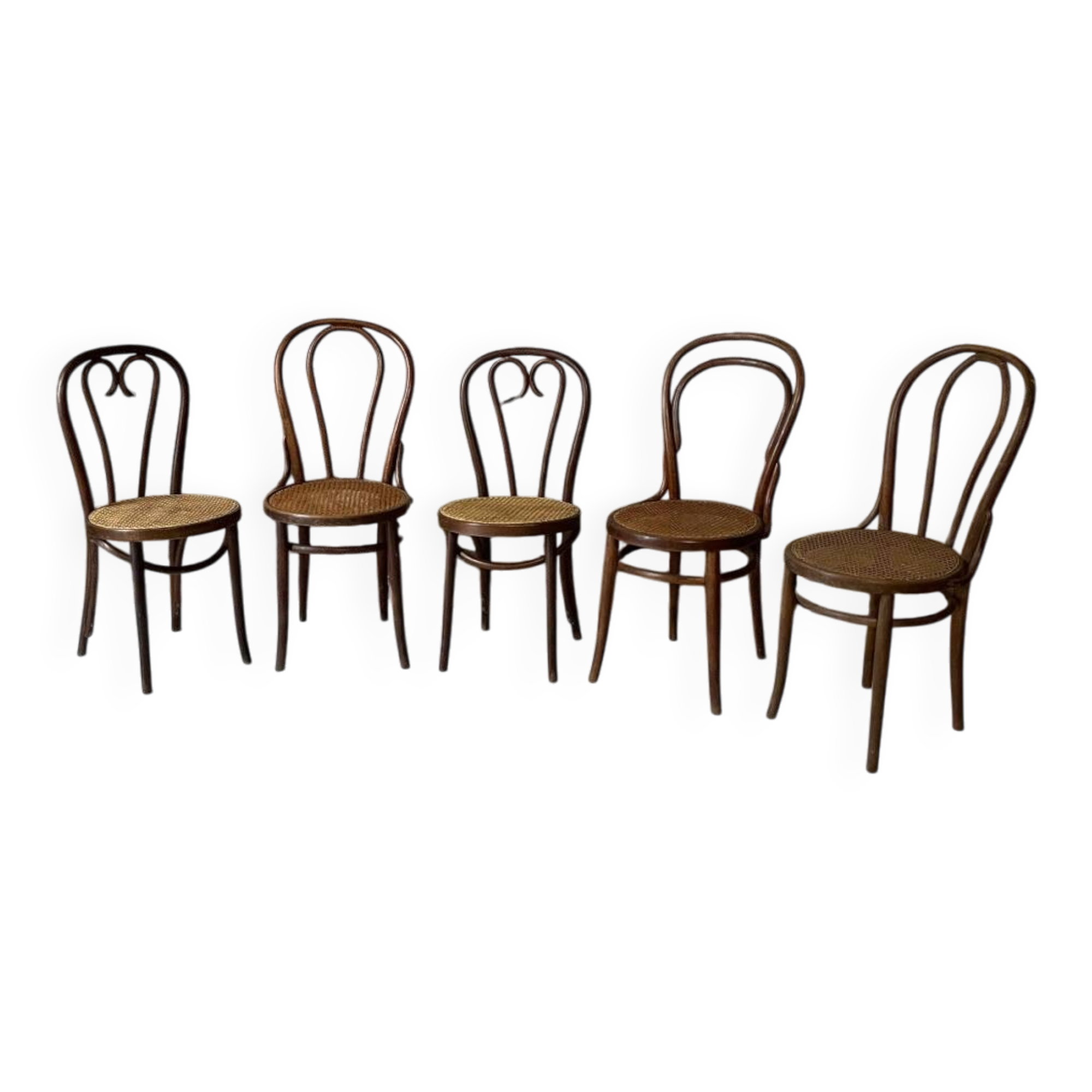 Lot de 5 chaises bistrot bois courbé cannage