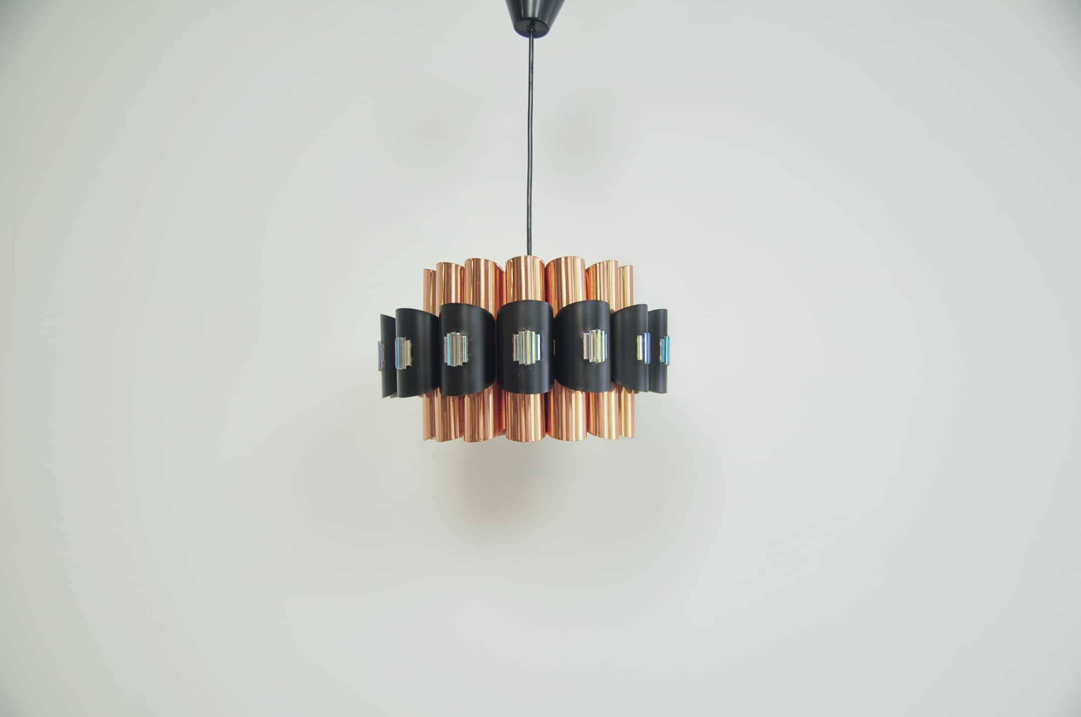 Lampe suspendue en cuivre avec nacre par Werner Schou