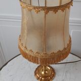 Lampe ancienne en acier doré et abat-jour en nacre années 60-70