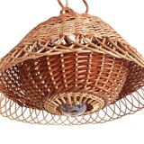 Rustic Mid-Century Wicker Pendant Lamp, Handwoven in Spain, c. 1960s