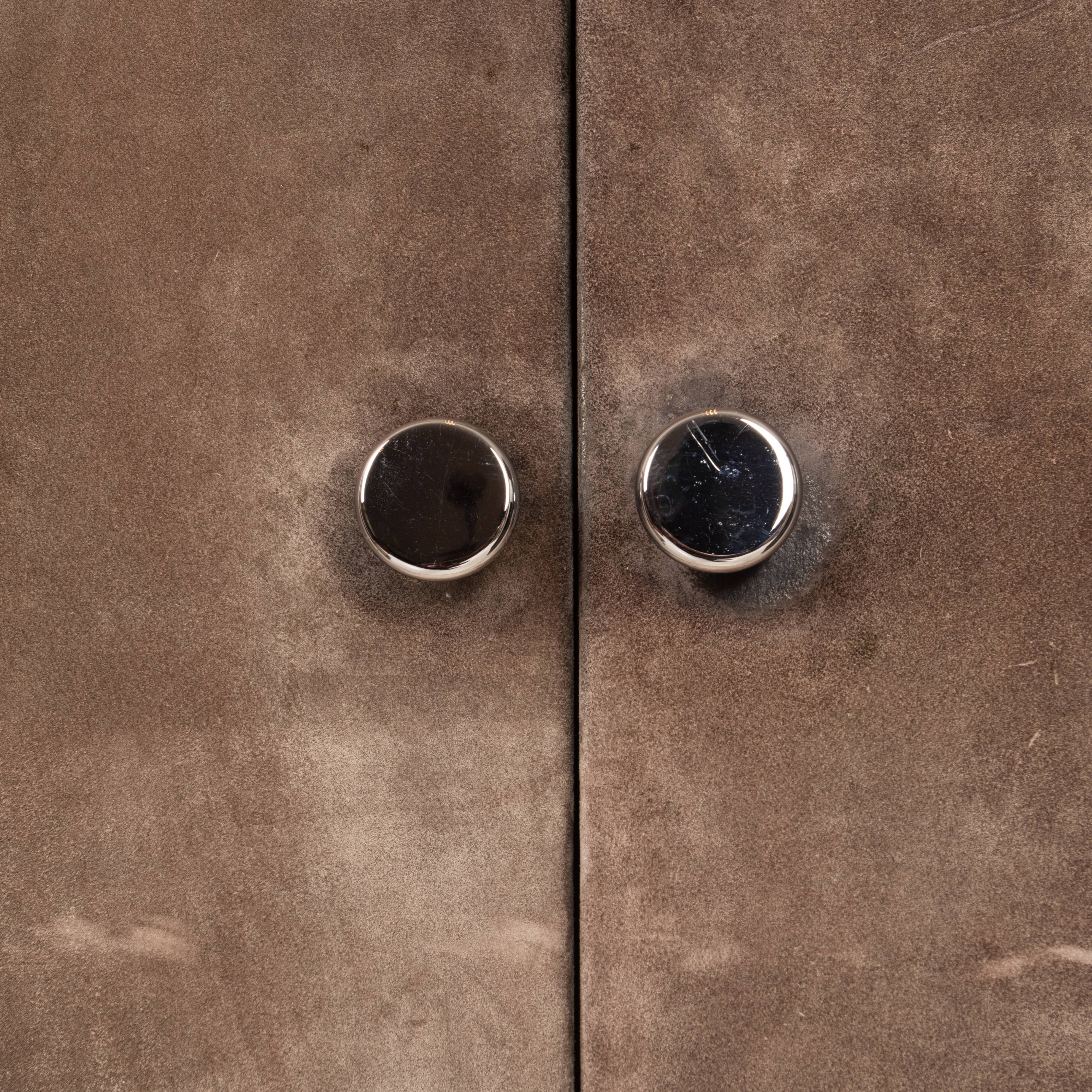 Guido Falsechini Hermès Smoked Glass and Suede Cabinets for i4 Mariani 1970