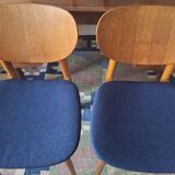 Pair of teak dining chairs with navy blue covers, Denmark 1960s