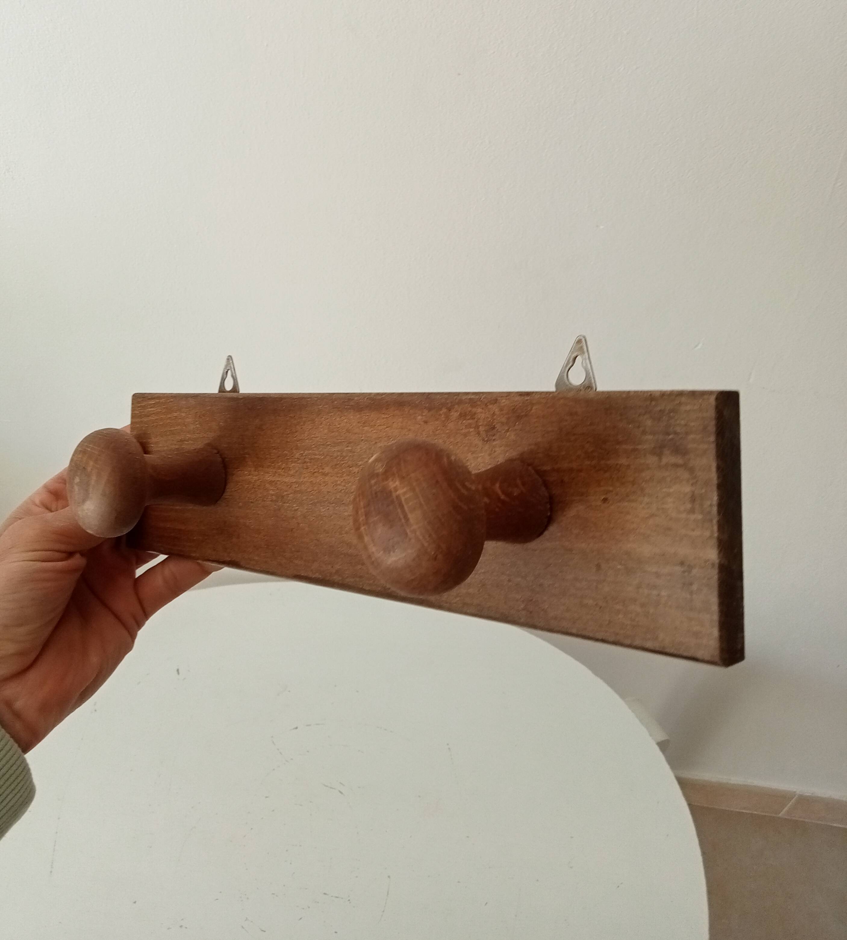 Vintage wooden wall coat rack
