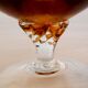 Bonbonnière, drageoir, amber coloured glass vintage