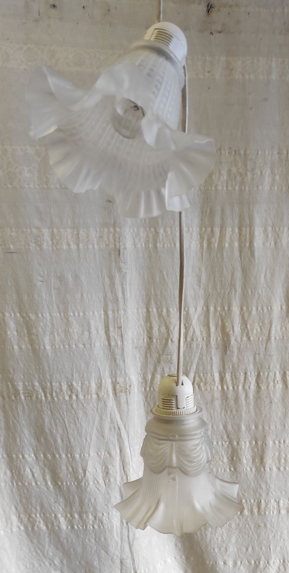 Suspension with 3 glass tulips - mid 20th century.