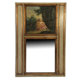 Trumeau en bois laqué vert, rechampi or de style Louis XVI, XIXe