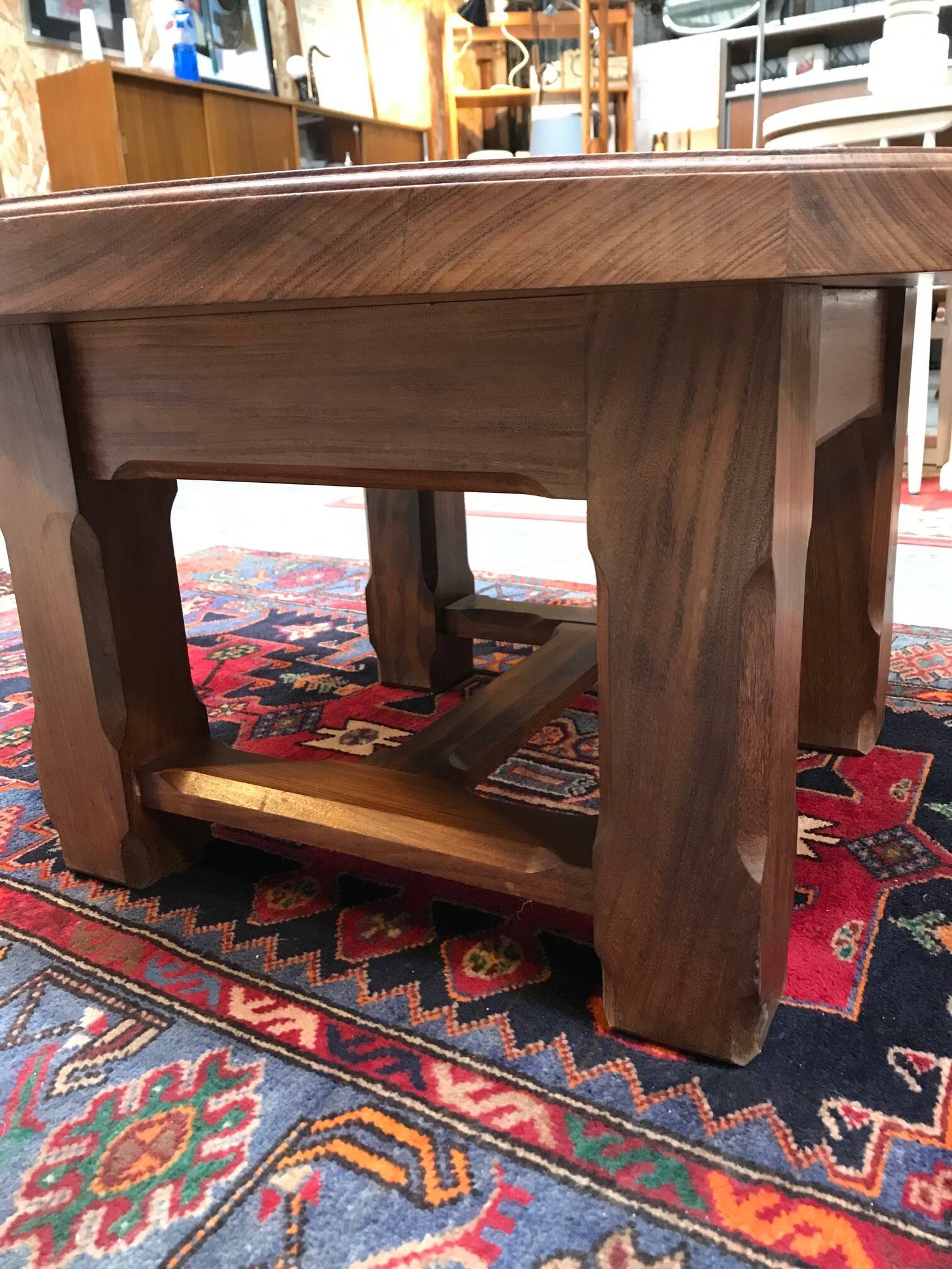 Vintage coffee table in wood and ceramic from the 70s